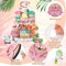 15 Pcs Summer Tiered Tray Decor Flamingo Decorations for Kitchen Pink Flamingo Wooden Sign Rustic Farmhouse Decor for Summer Beach Home Kitchen Table Party